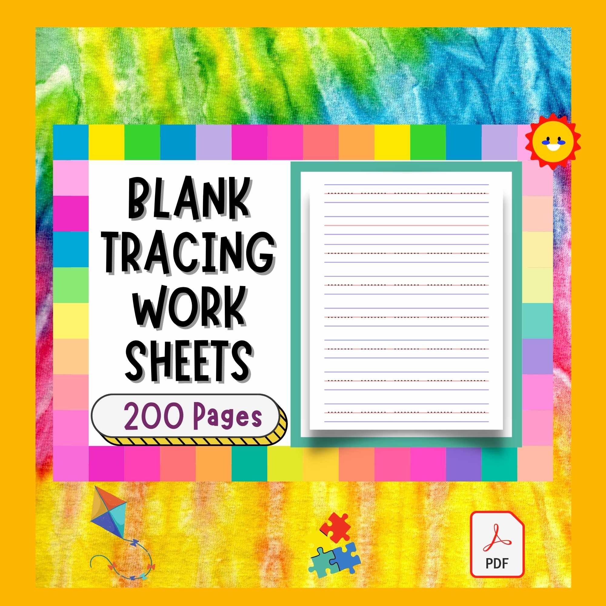 Preschool Handwriting Tracing Paper, Blank Handwriting Tracing Page Worksheets preview image.