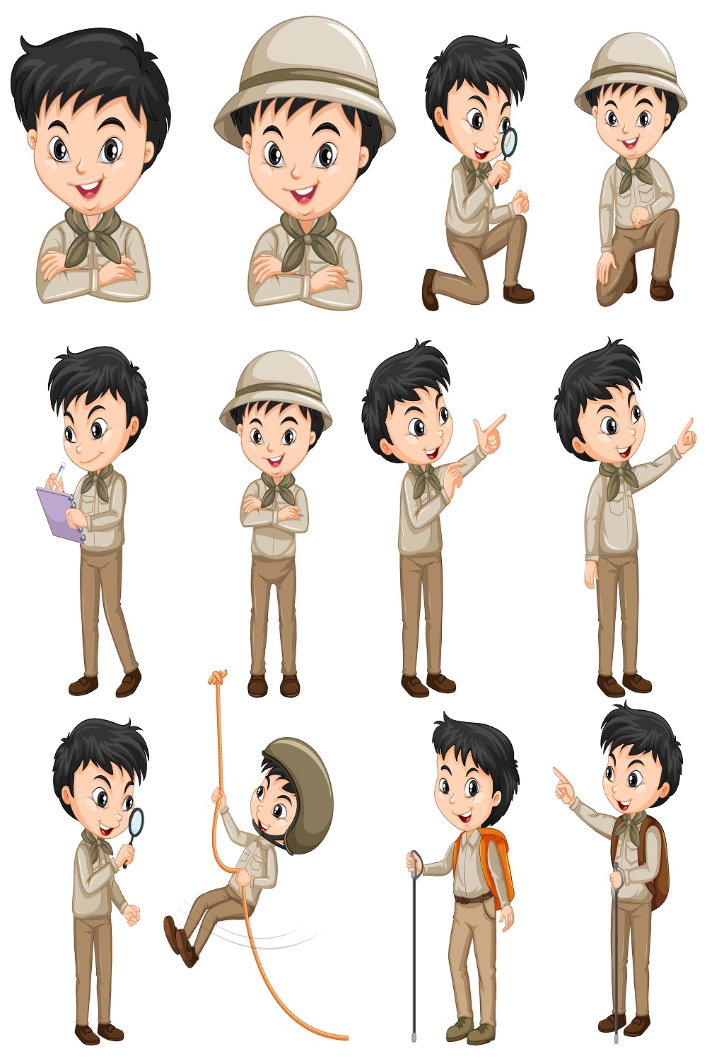 Boy safari outfit doing different activities pinterest preview image.