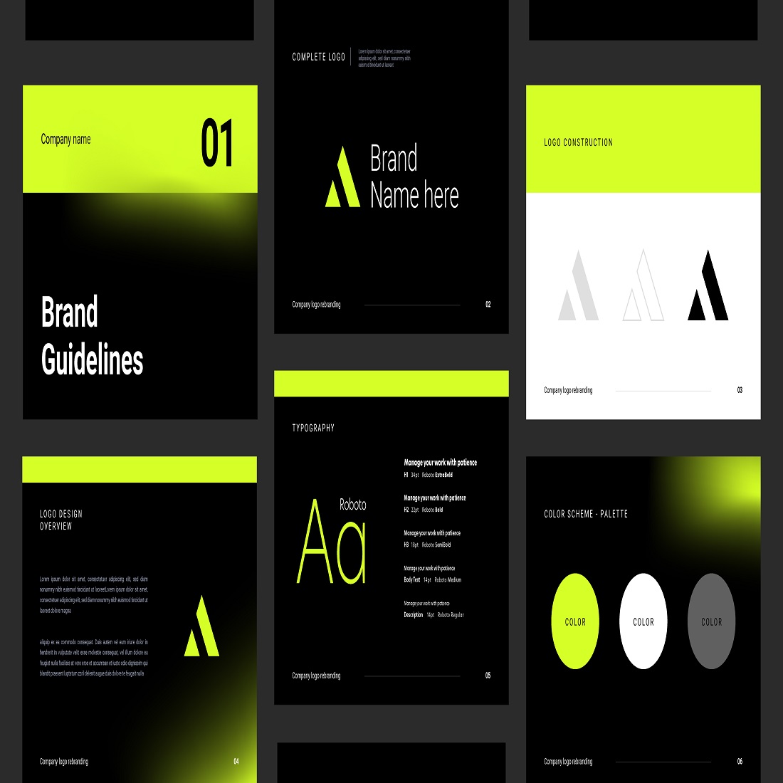 Brand manual template design preview image.