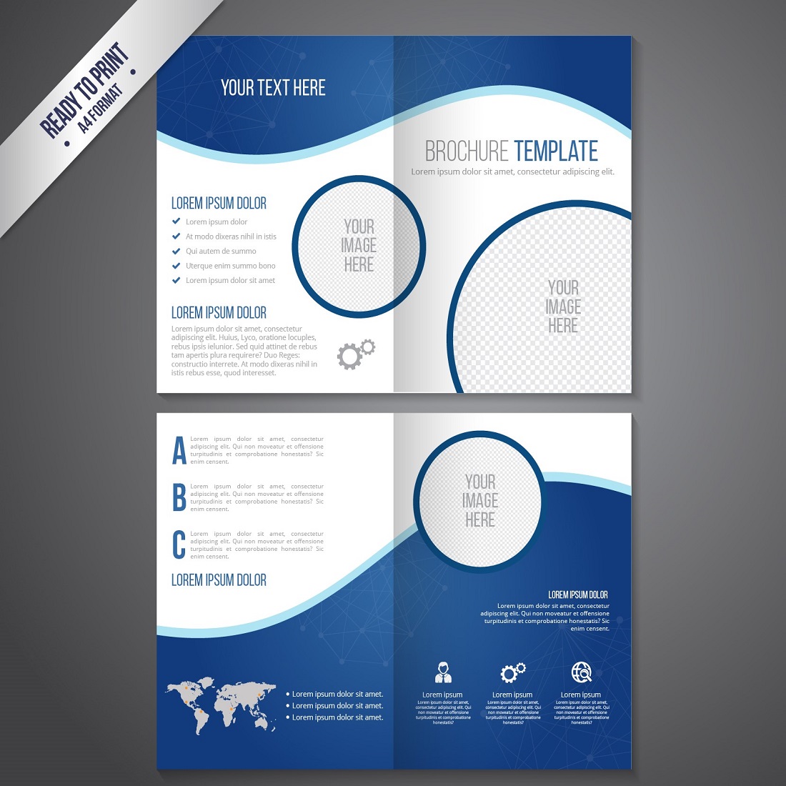 Brochure template blue tones preview image.