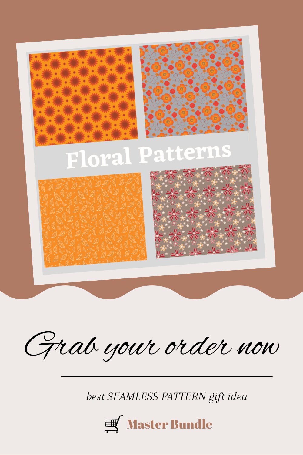 Floral Seamless Pattern Bundle pinterest preview image.