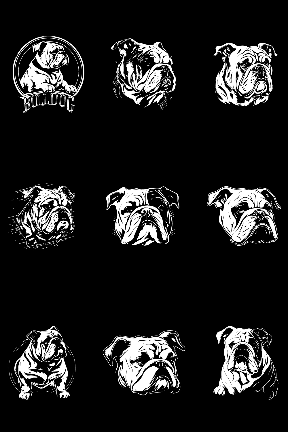 Dog face T-shirt design-vector dog bundle pinterest preview image.