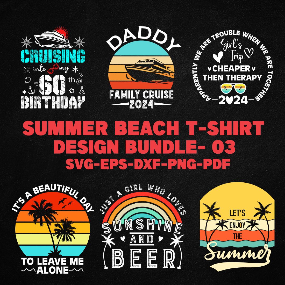 Funny Summer Beach T-shirt Design Bundle - 03 cover image.