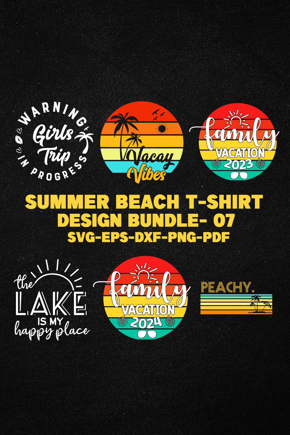Funny Summer Beach T-shirt Design Bundle - 07 pinterest preview image.