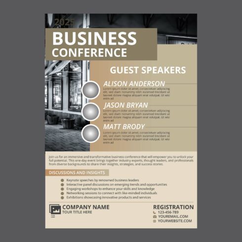 Business conference flyer design template cover image.