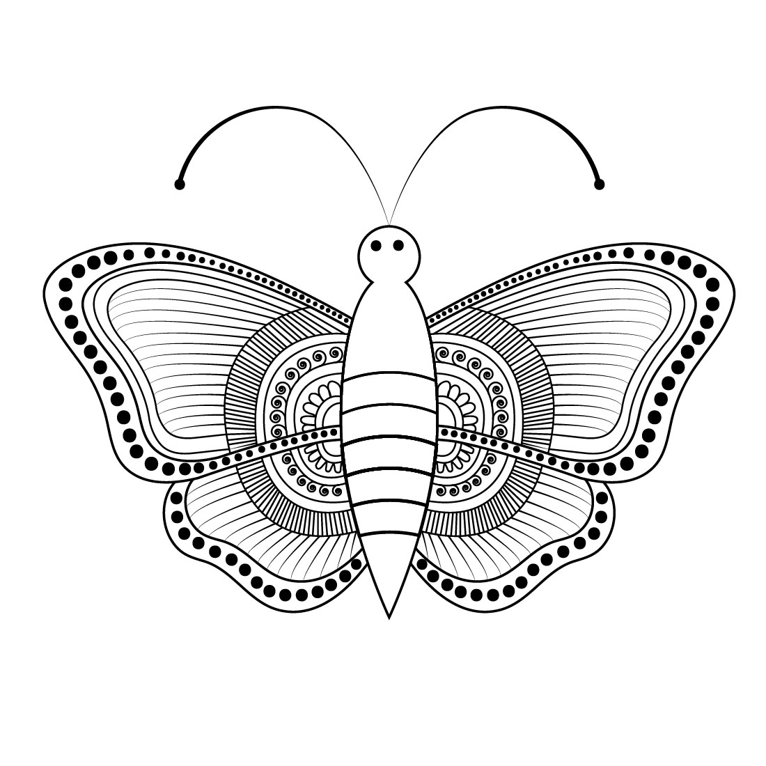 Butter Fly Madala Design SVG, Ai, EPS, PDF, JPG, PNG File cover image.