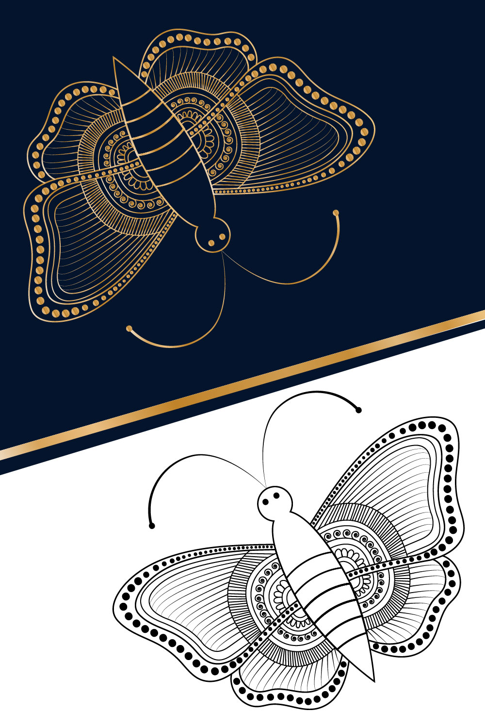Butter Fly Madala Design SVG, Ai, EPS, PDF, JPG, PNG File pinterest preview image.
