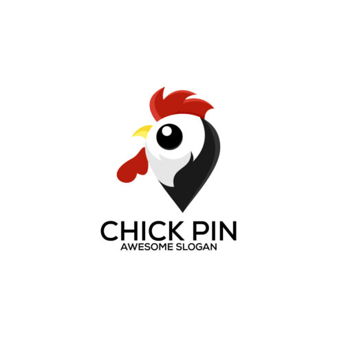 chicken pin logo design colorful icon cover image.