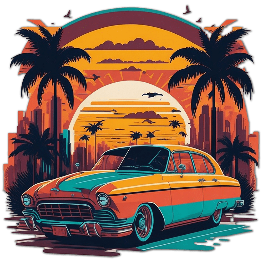 car in sunset 881