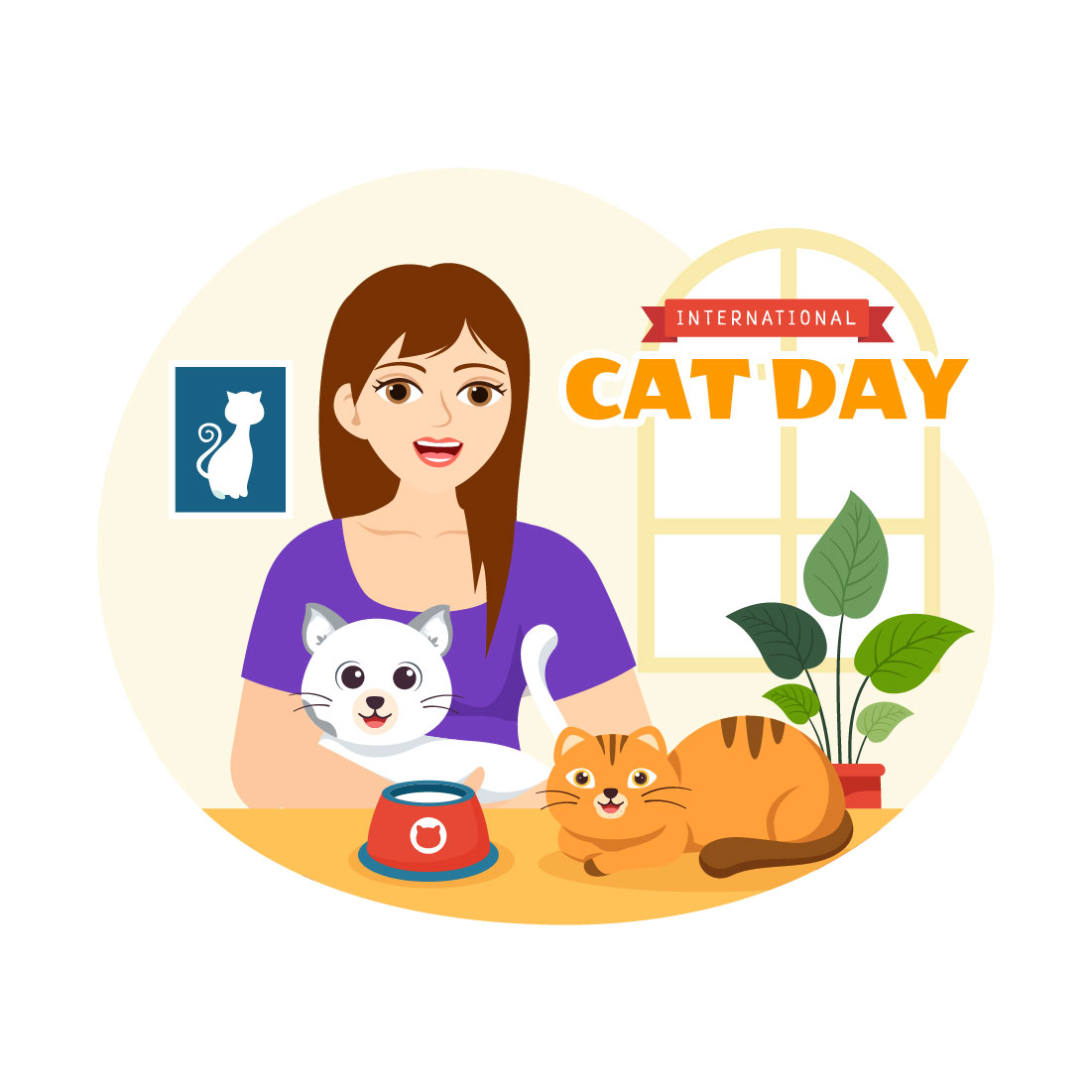 16 International Cat Day Illustration preview image.