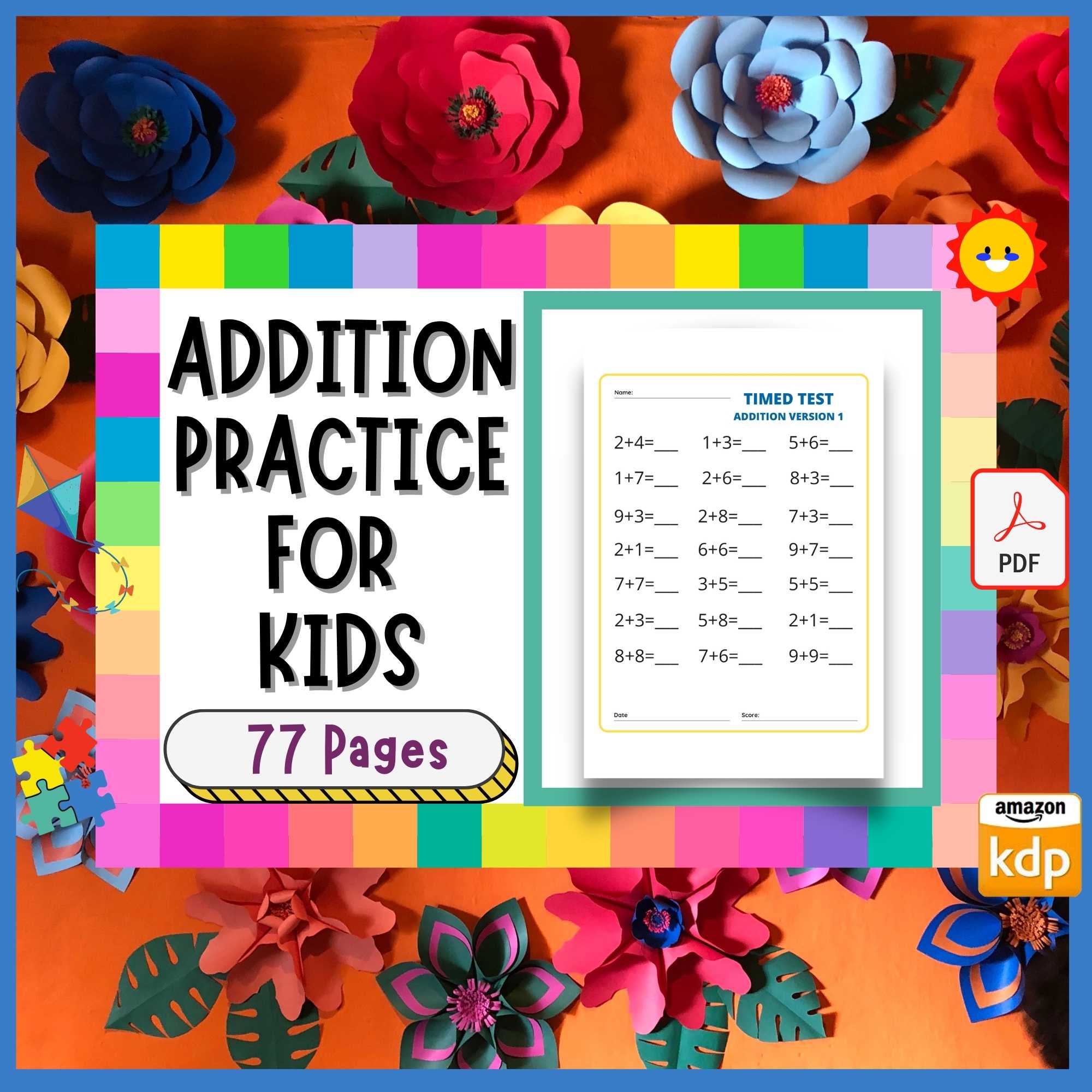 Kids Math Bundle With Addition Practice Pages preview image.