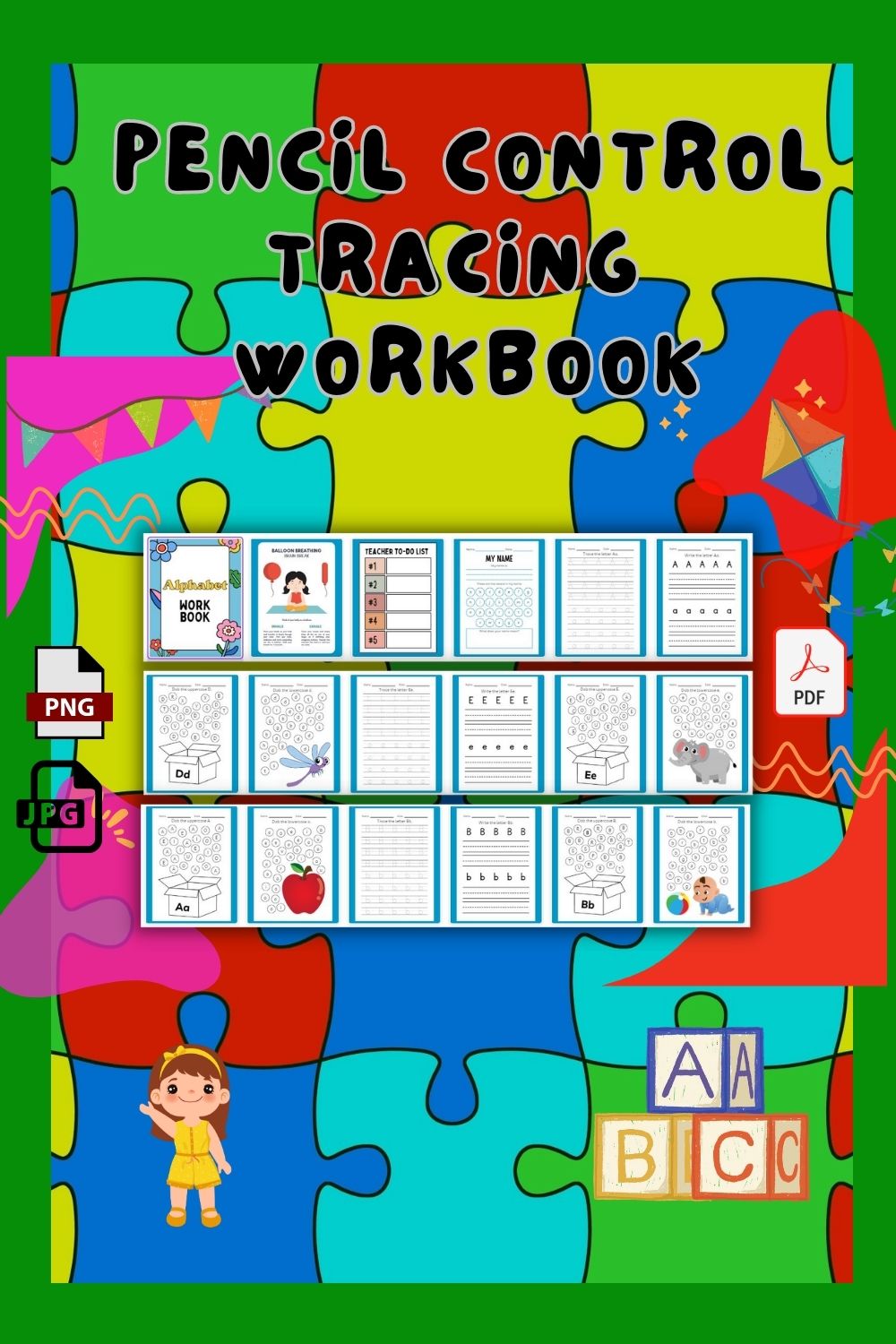 Alphabet Handwriting Practice | Writing Letters Tracing, Print Worksheets - Kids pinterest preview image.