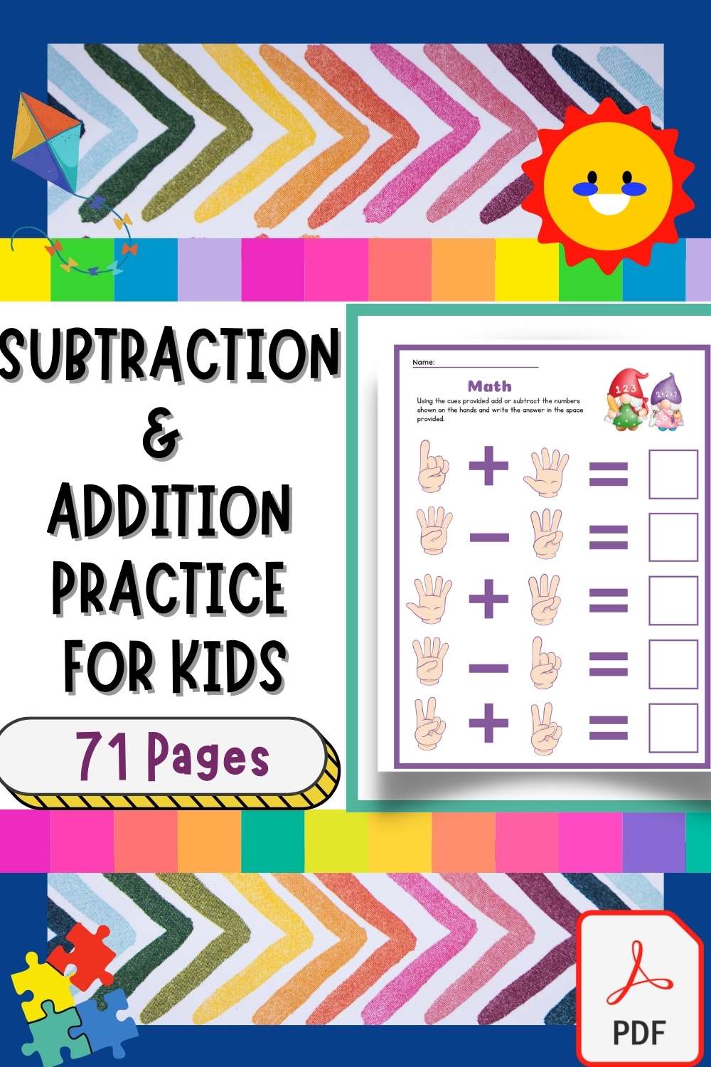 Addition & Subtraction Activity Pages - End of Year & Math Teaching Worksheets pinterest preview image.