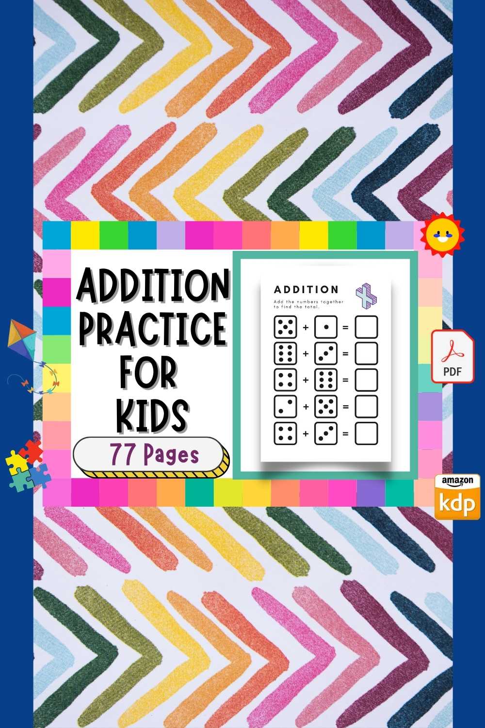Kids Math Bundle With Addition Practice Pages pinterest preview image.