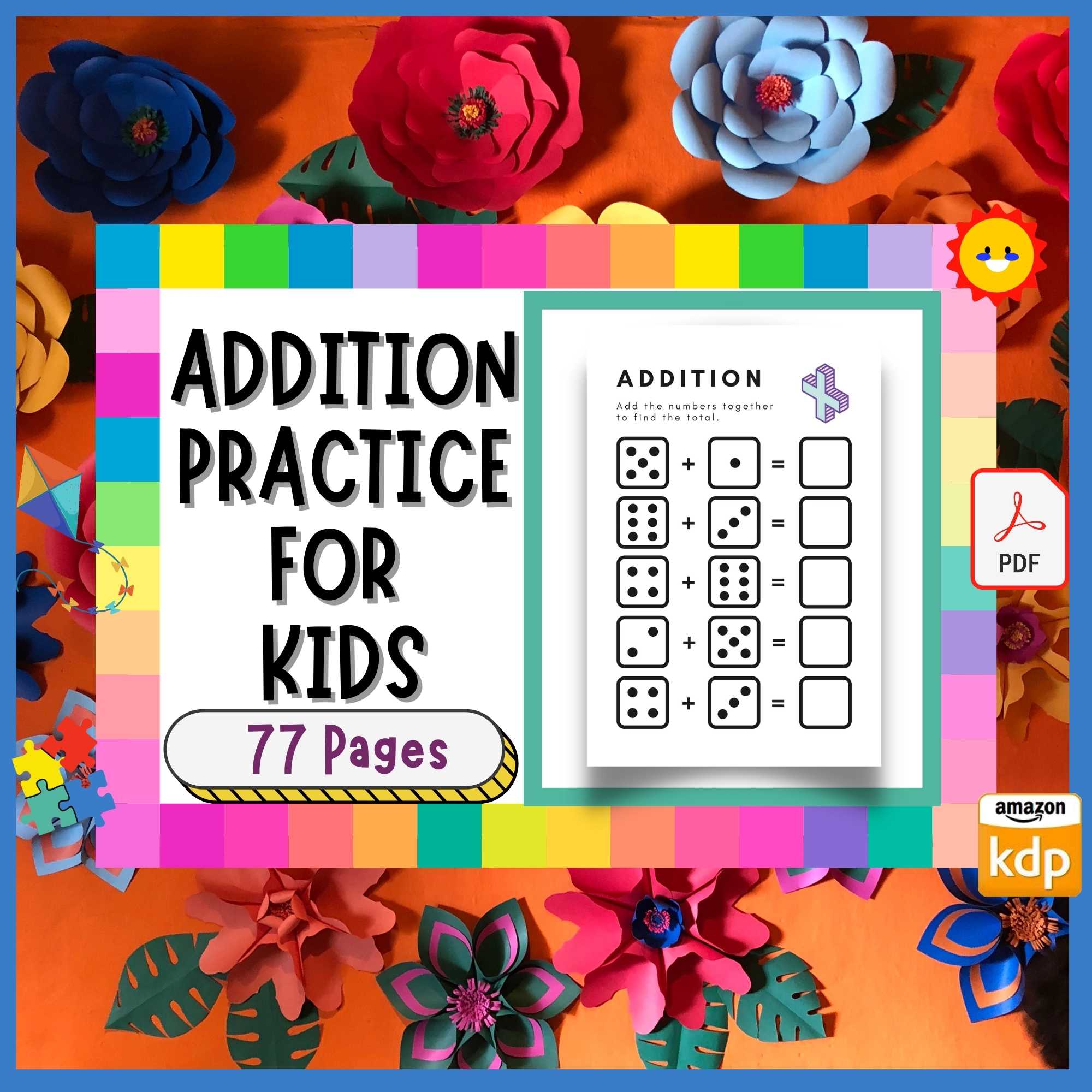 Kids Math Bundle With Addition Practice Pages cover image.