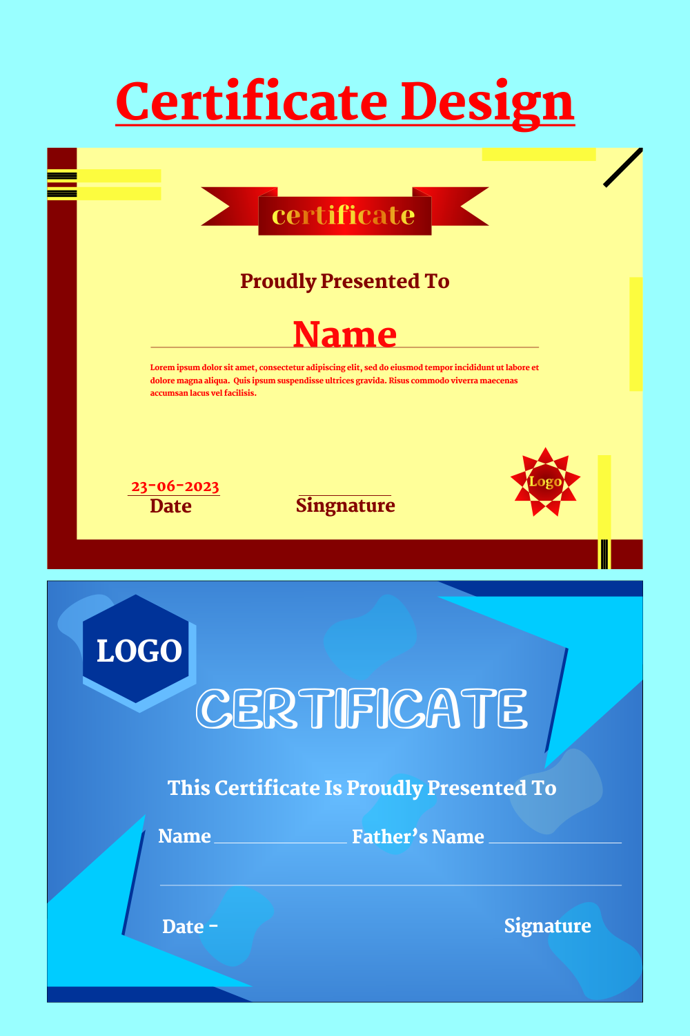 Certificate Design pinterest preview image.