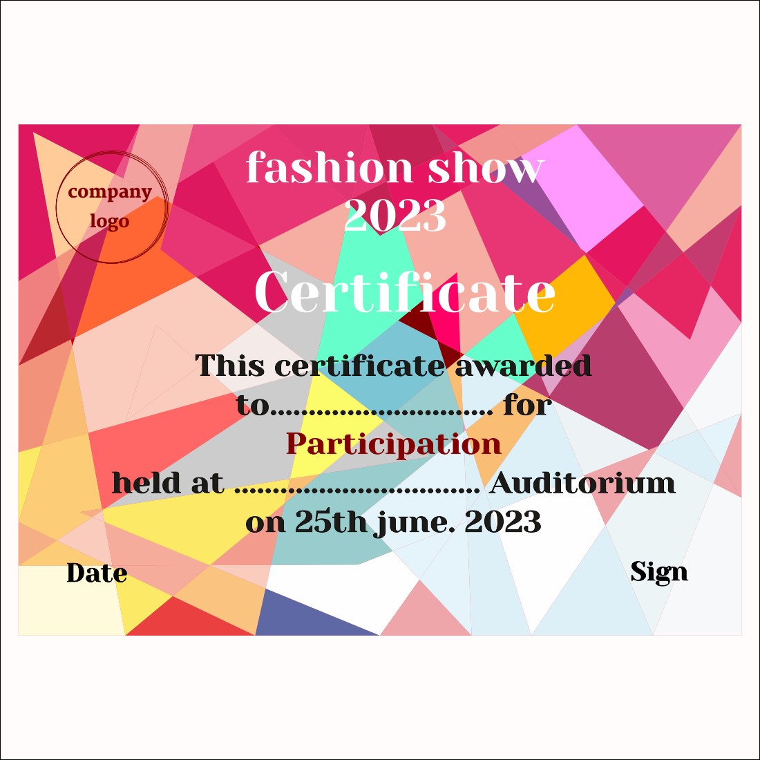 certificate design preview image.