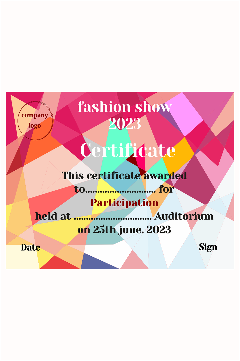 certificate design pinterest preview image.