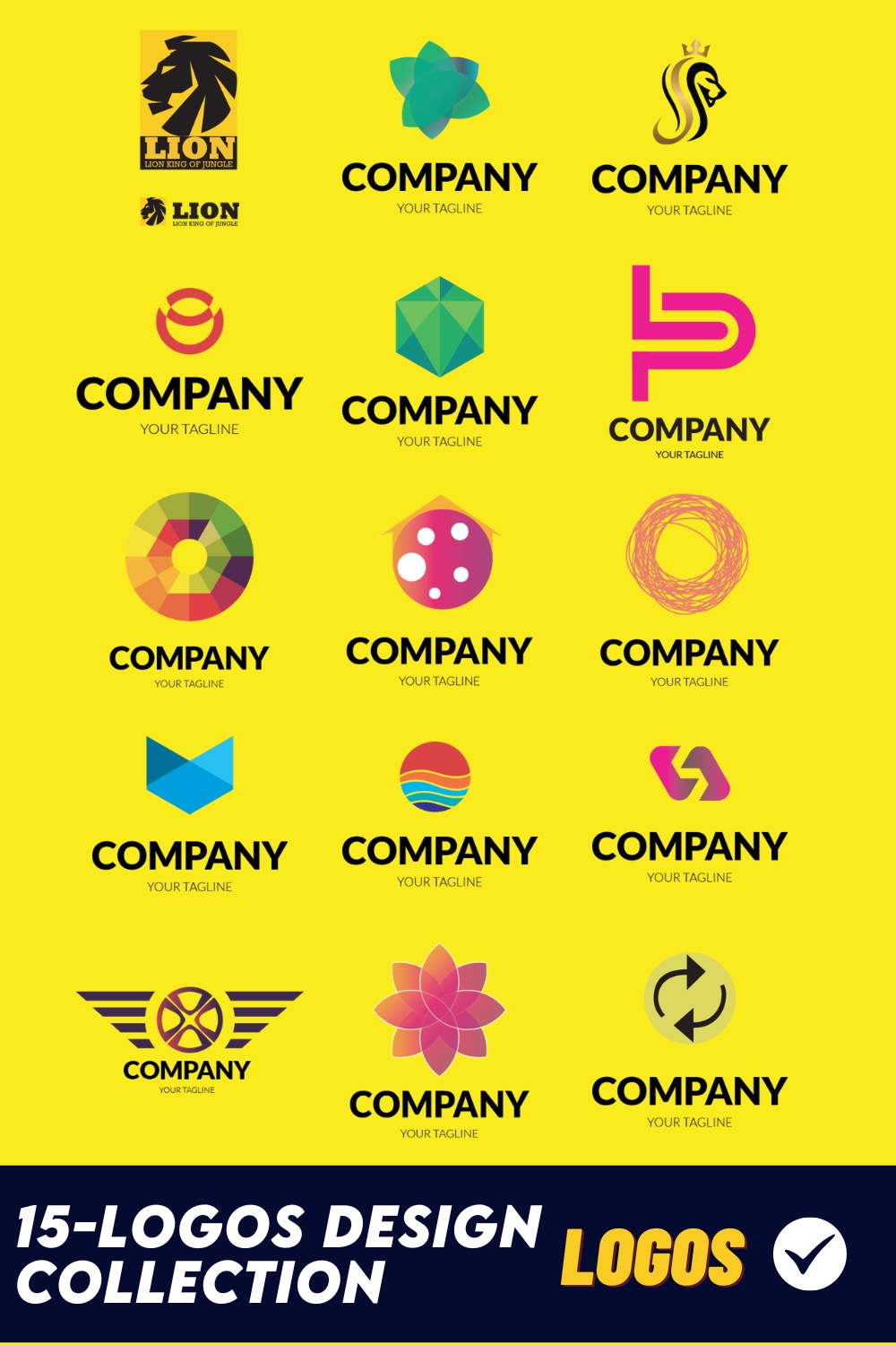 Business Logo Collection-(15-Logos bundle pack) Only-$16 pinterest preview image.
