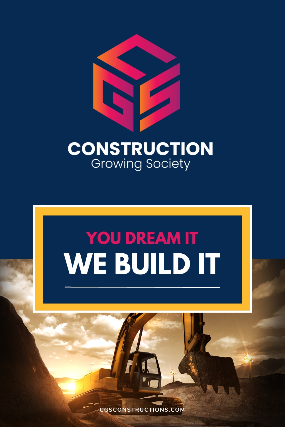 CGS (Construction Growing Society) Construction logo-Only $7 pinterest preview image.