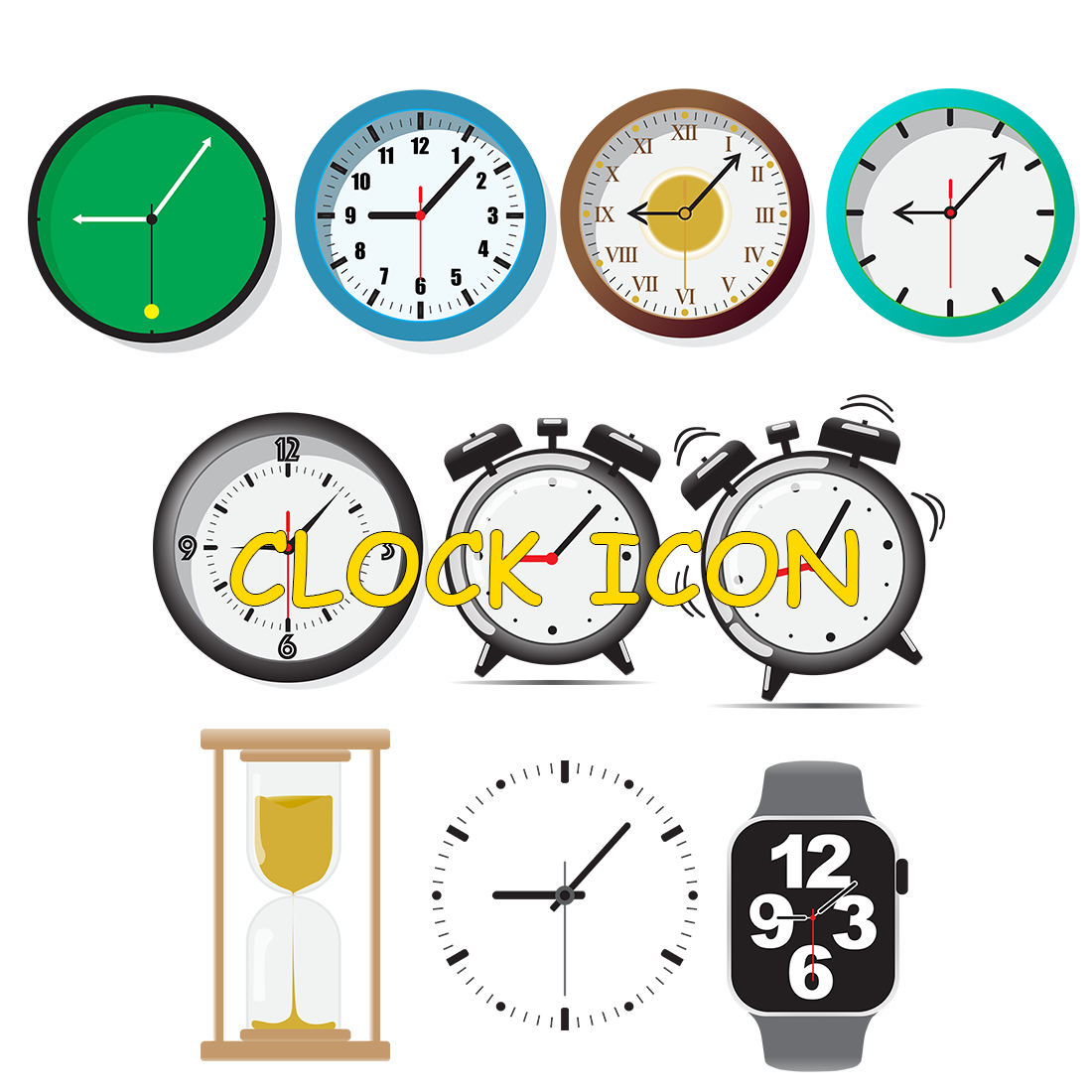 Set Color Time, Clock, Alarm Icons preview image.