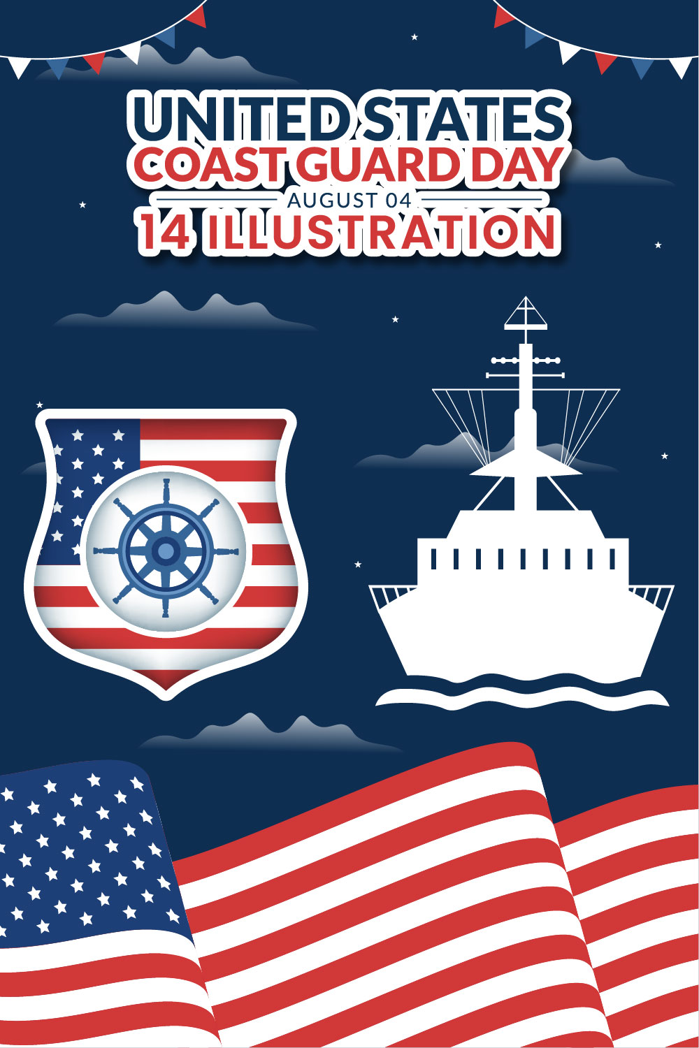 14 United States Coast Guard Day Illustration pinterest preview image.