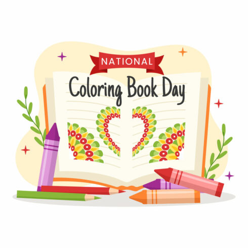 12 National Coloring Book Day Illustration cover image.