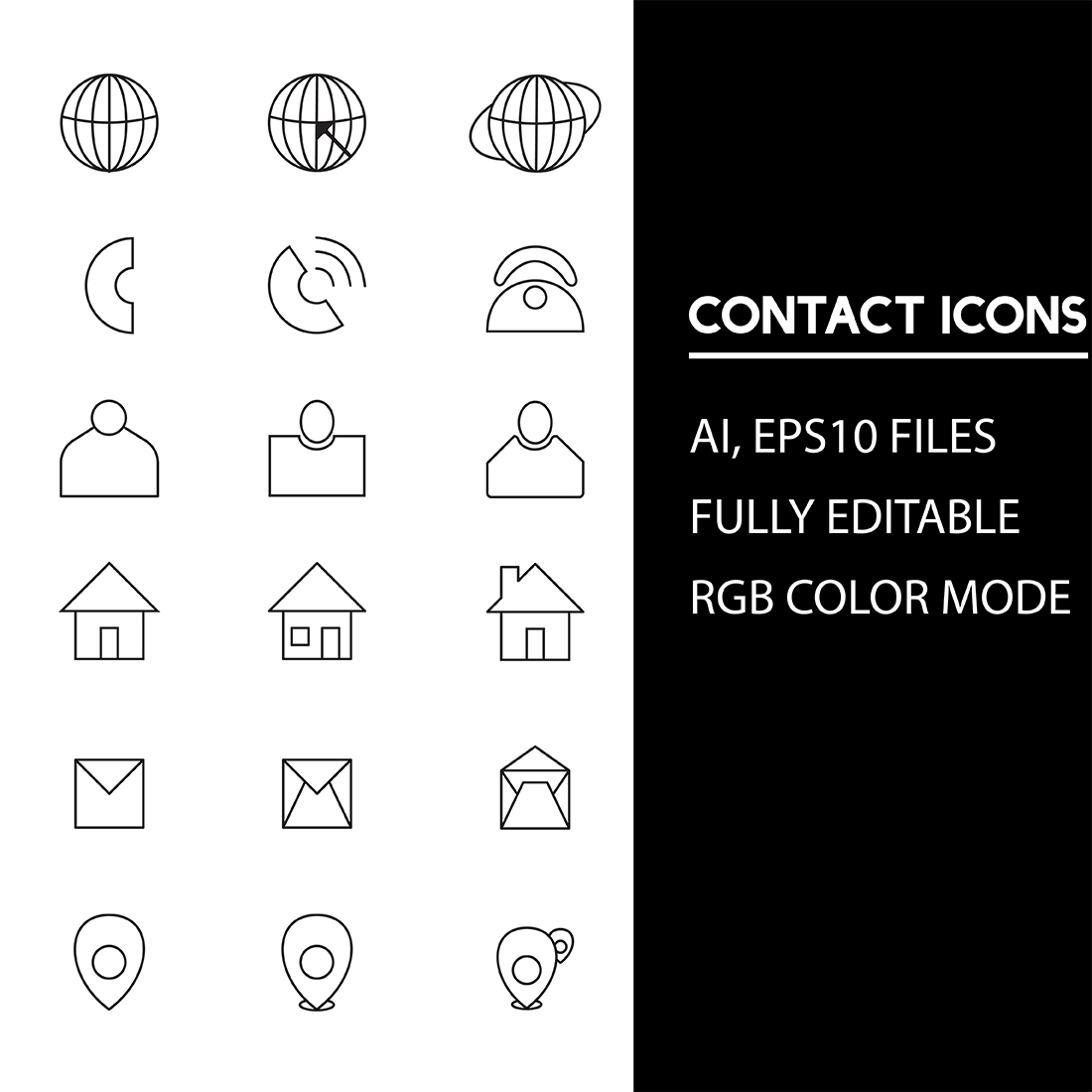 Contact icon vector collection preview image.