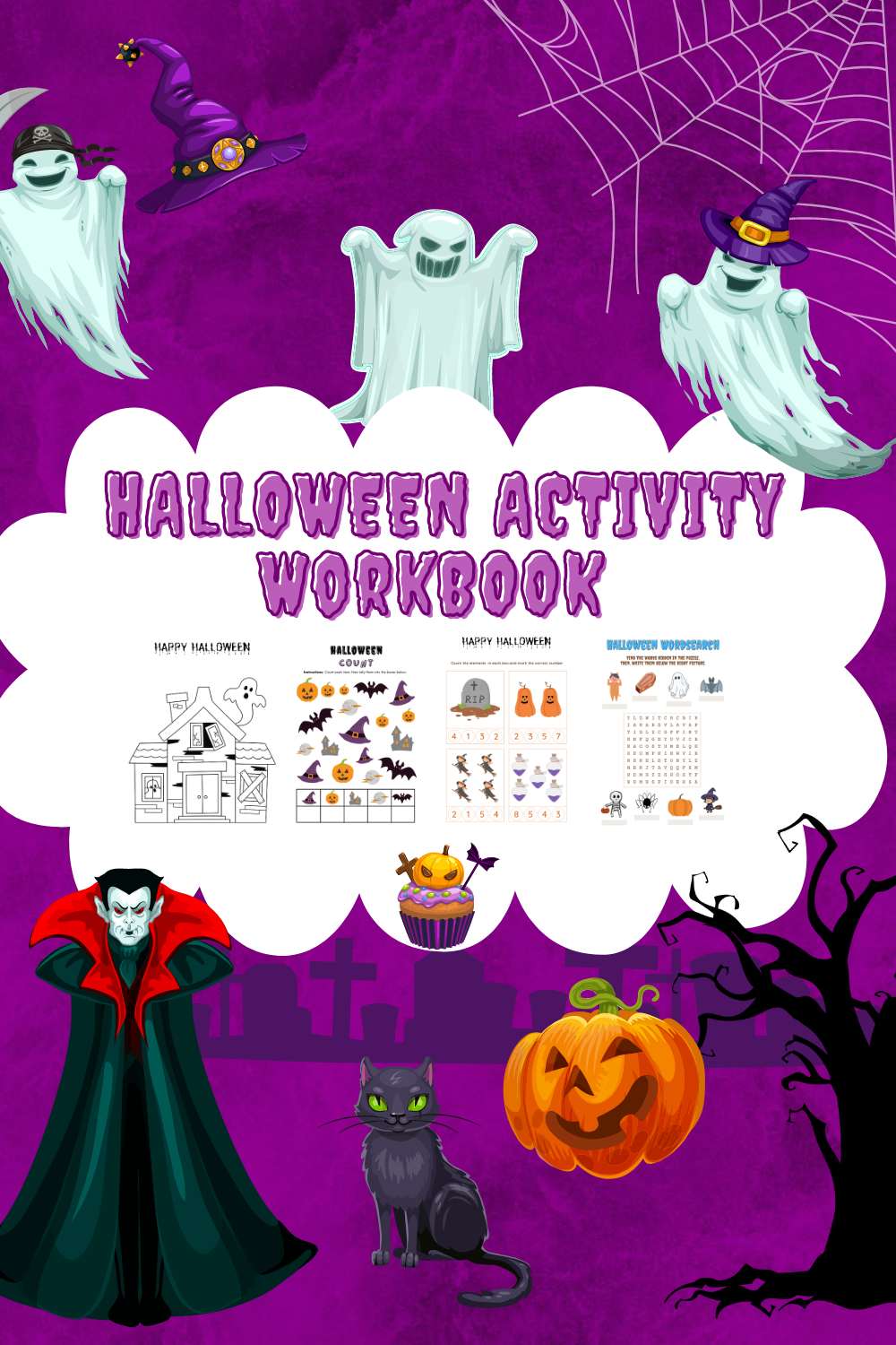 Halloween Coloring Pages | Halloween Activities | Halloween Fun And Games pinterest preview image.