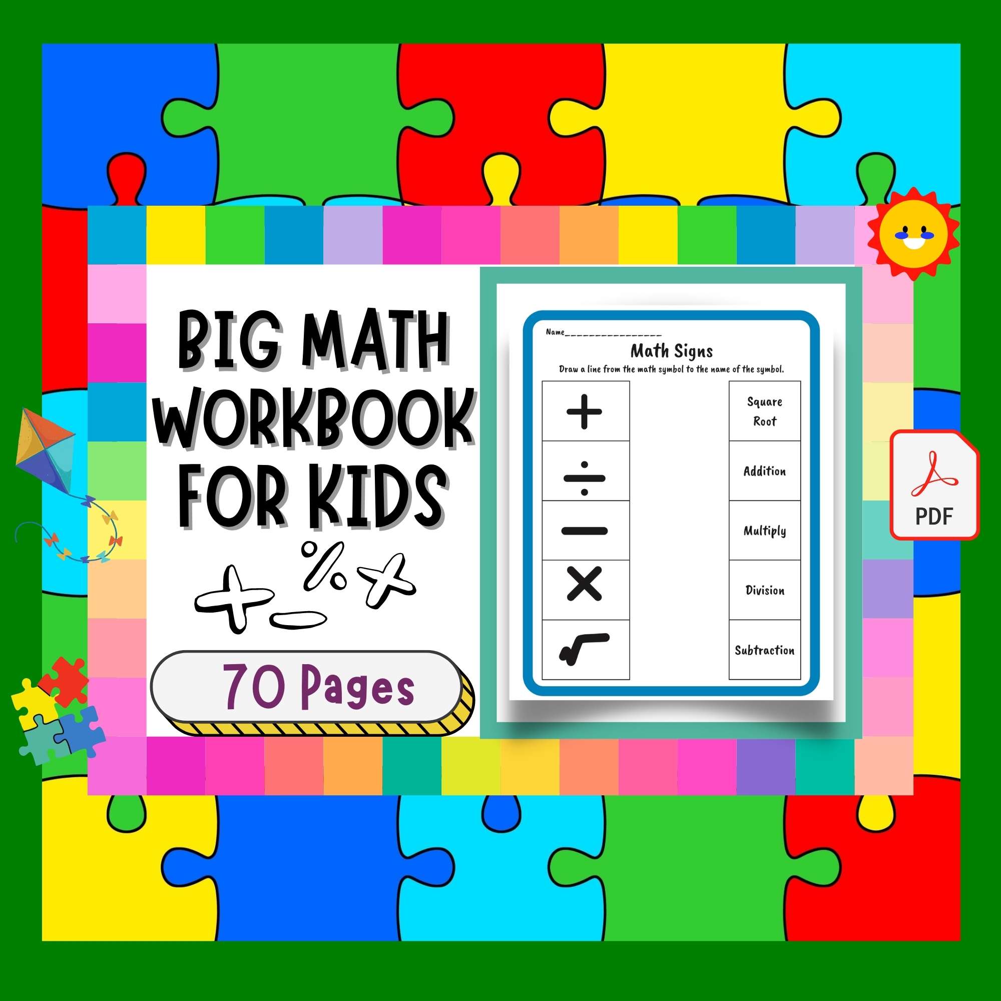 Division, Multiplication, Subtraction, and Addition Practice Worksheets for Kids preview image.