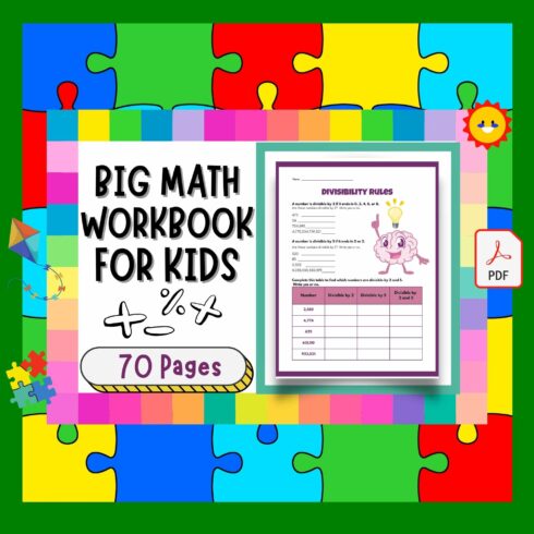 Division, Multiplication, Subtraction, and Addition Practice Worksheets for Kids cover image.