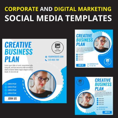 Corporate and digital marketing social media vector templates cover image.