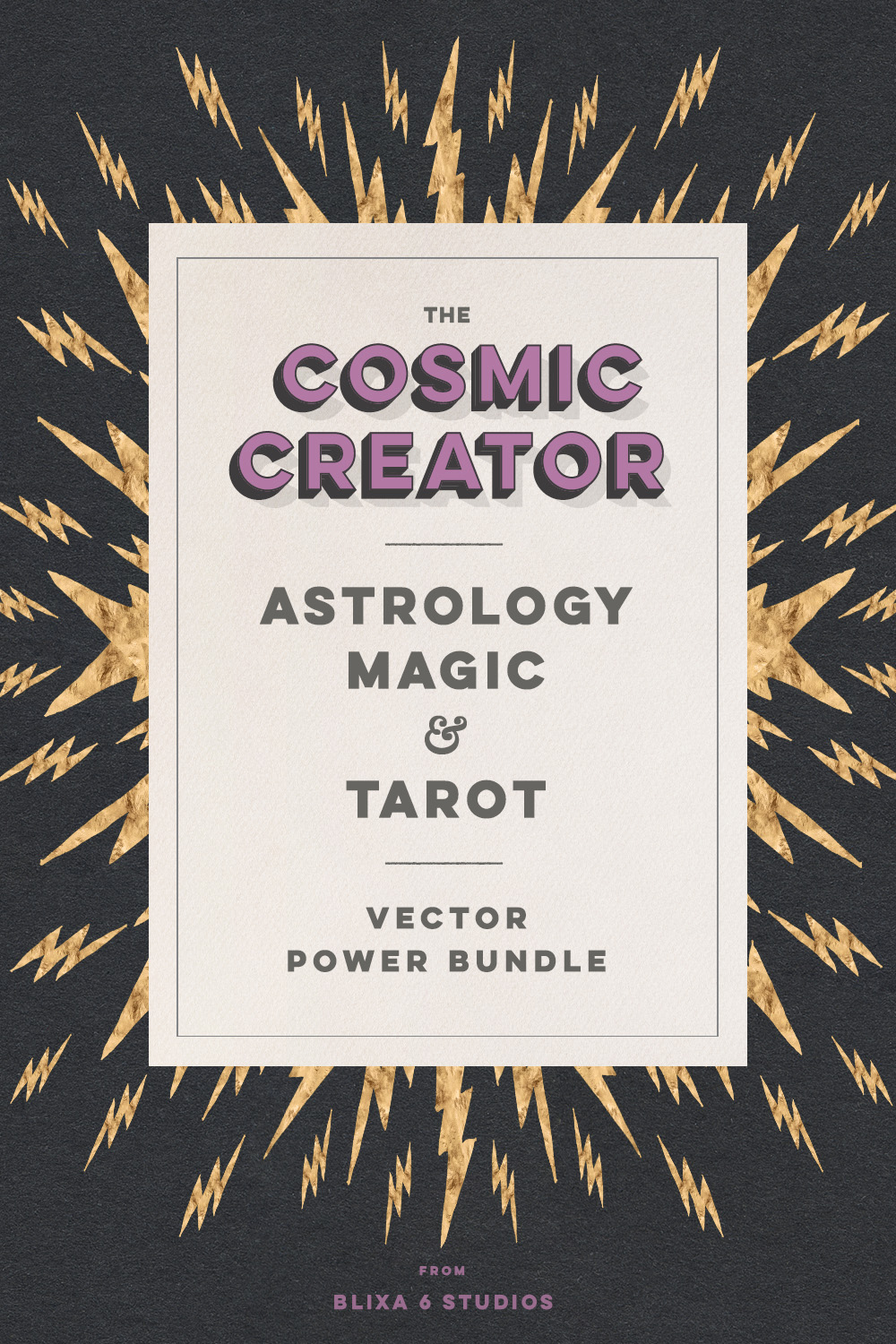 The Cosmic Creator: Astrology Magic & Tarot Vector Power Bundle pinterest preview image.