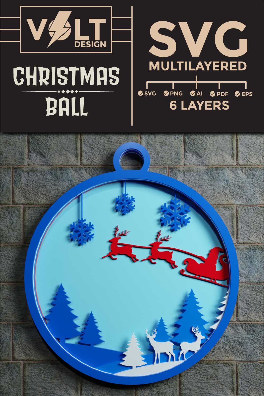 Christmas Background in Ball Multilayer pinterest preview image.