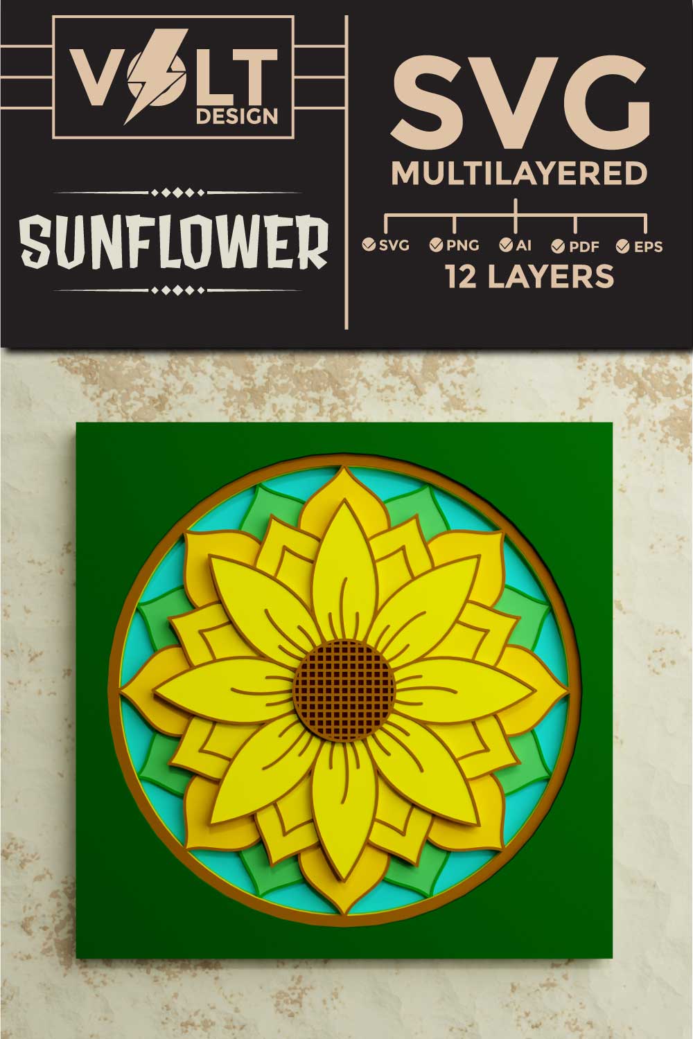 Flower 3D SVG Multilayered pinterest preview image.