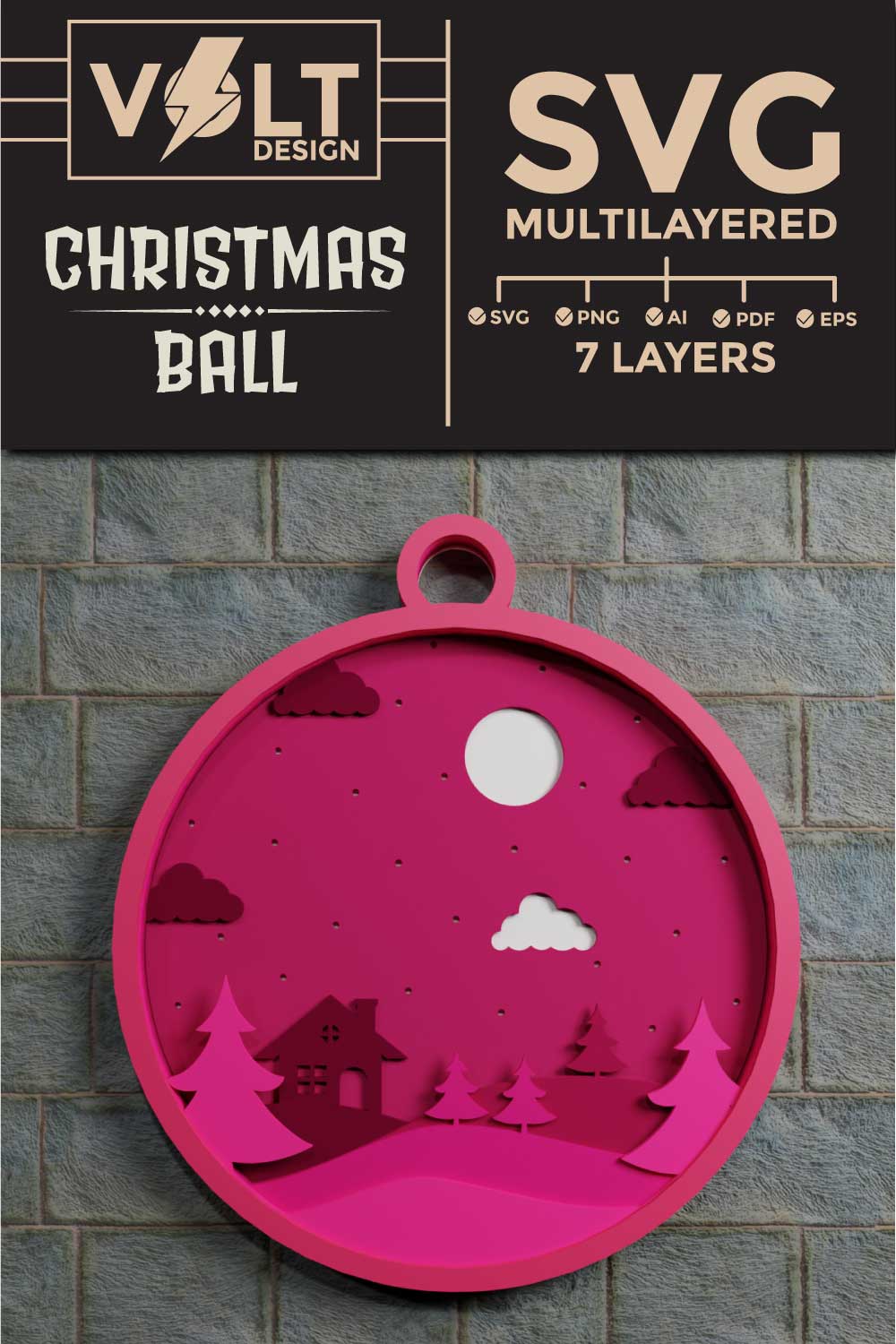 Christmas Background in Ball Multilayer pinterest preview image.