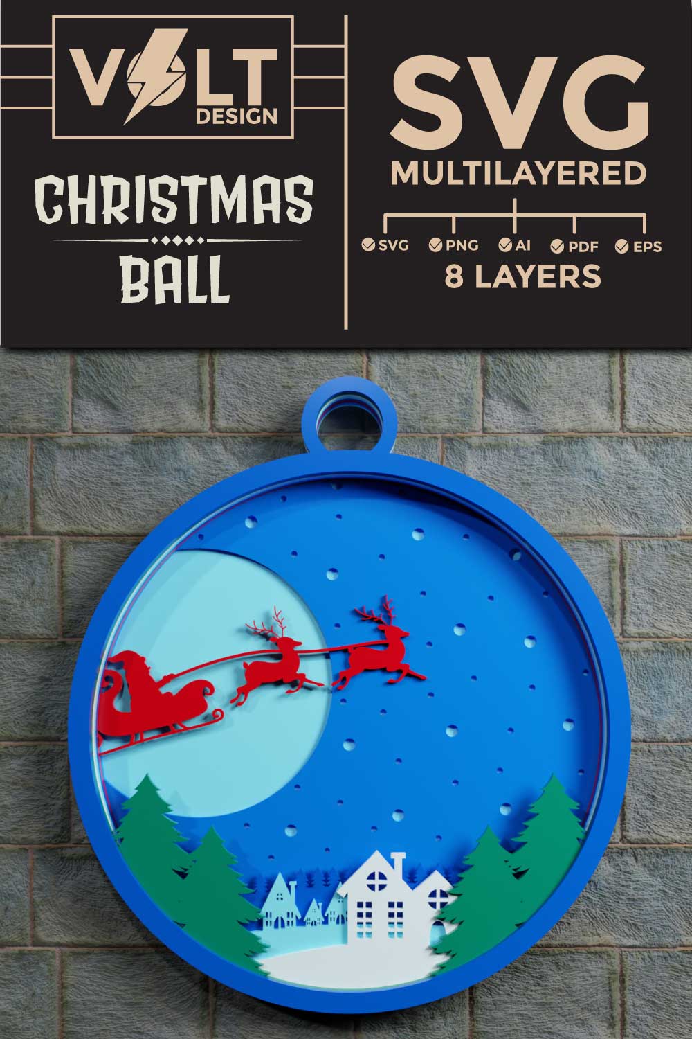 Christmas Background in Ball Multilayer pinterest preview image.