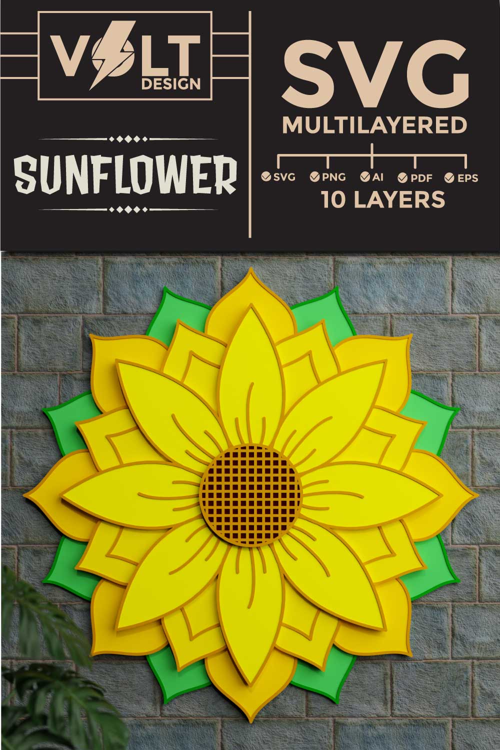 Flower 3D SVG Multilayered pinterest preview image.