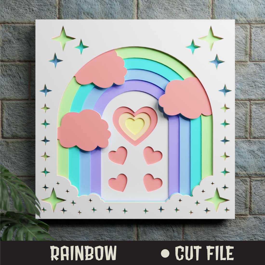 Rainbow 3D SVG Multilayered Cut files cover image.