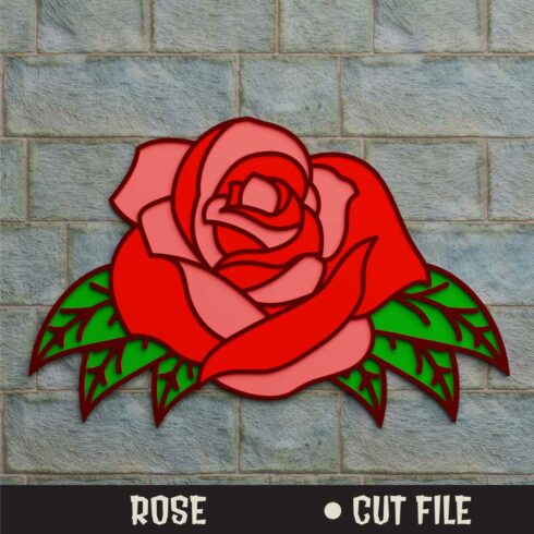 Rose 3D SVG multilayered cut files cover image.