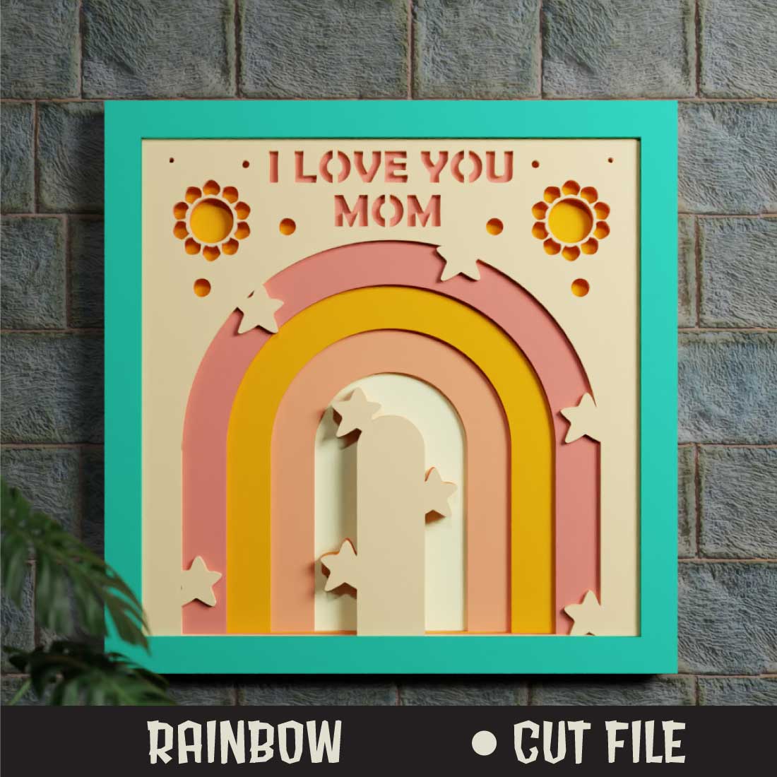 Rainbow 3D SVG Multilayered Cut files preview image.