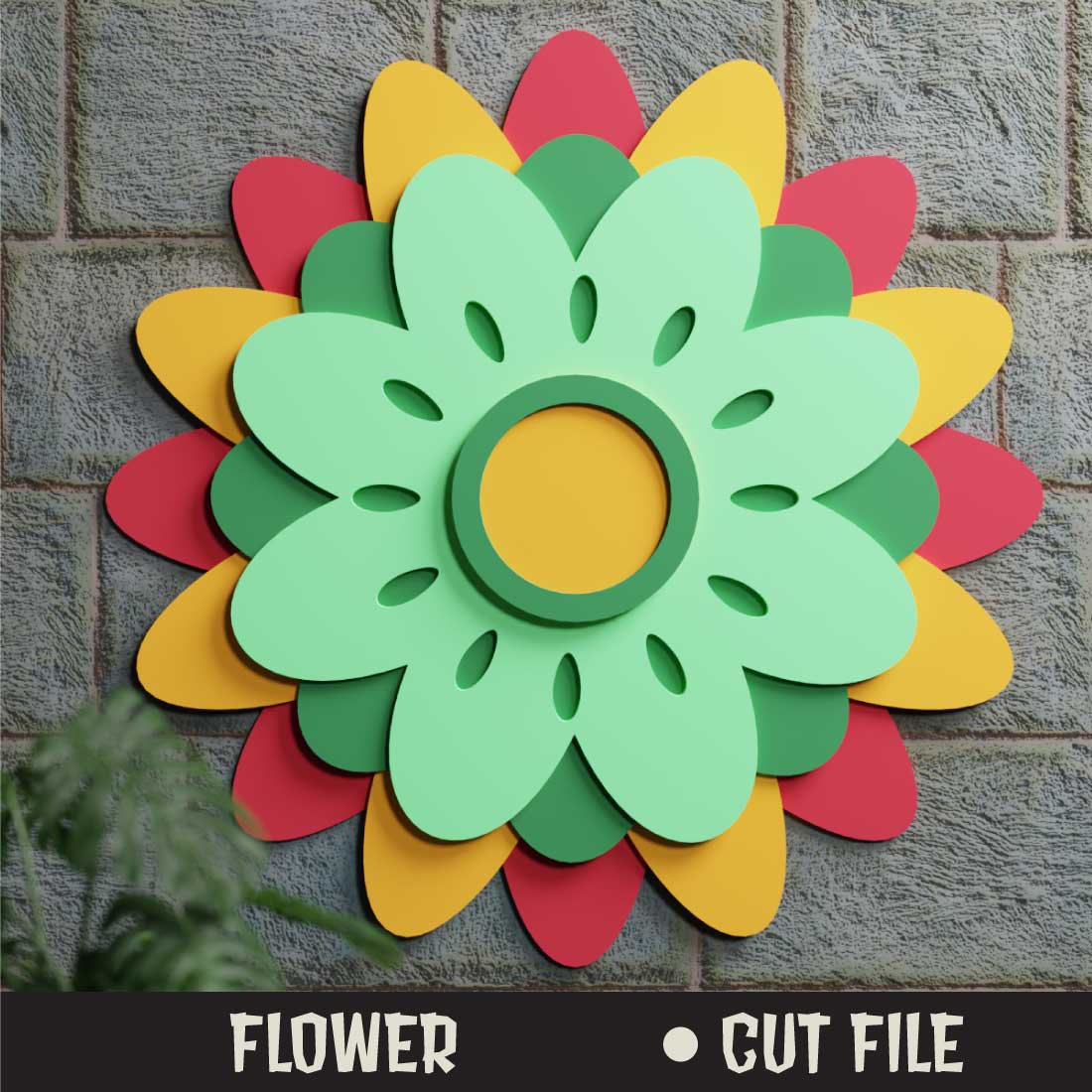 Flower 3D SVG Multilayered preview image.