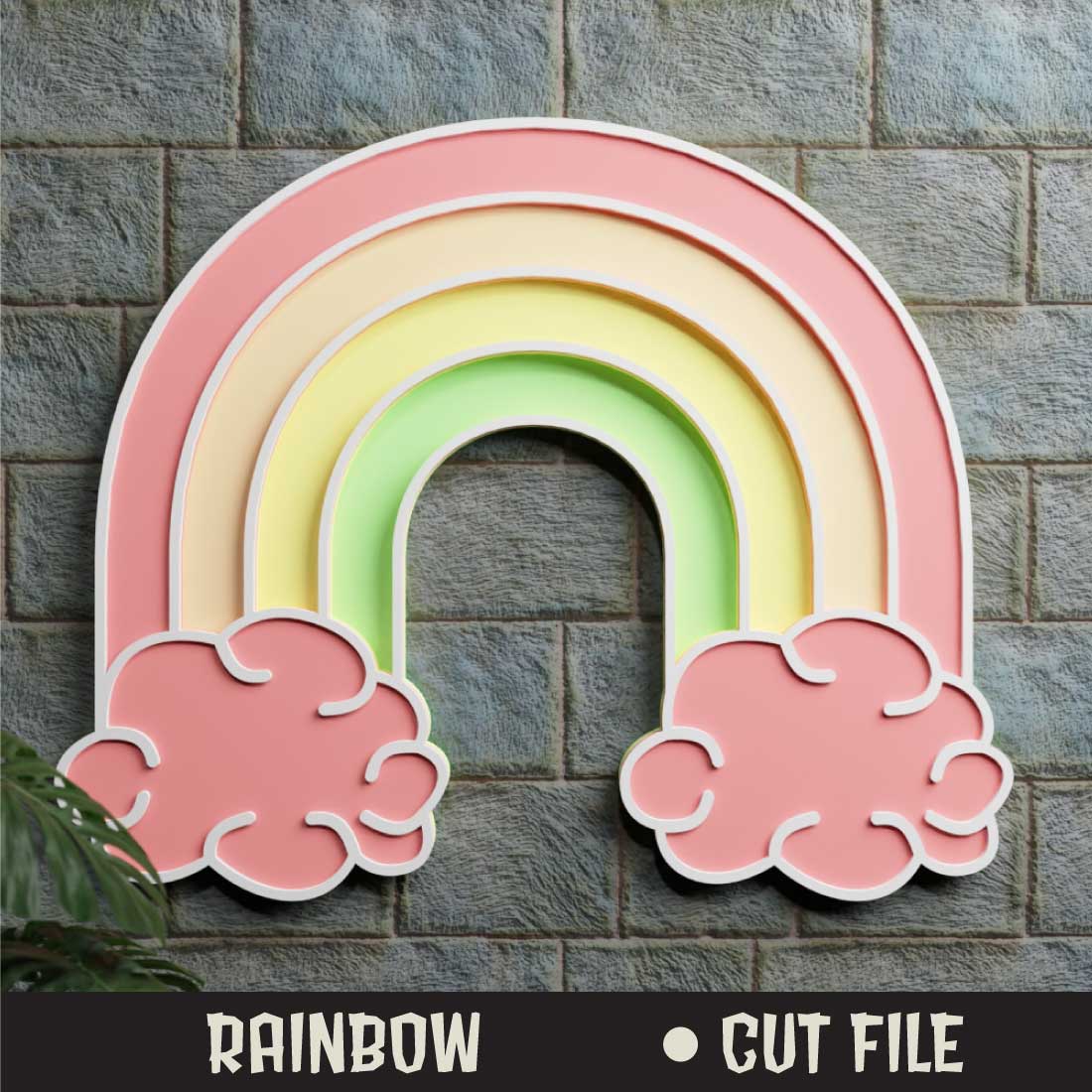 Rainbow 3D SVG Multilayered Cut files preview image.