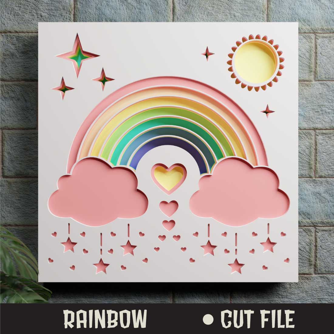 Rainbow 3D SVG Multilayered preview image.