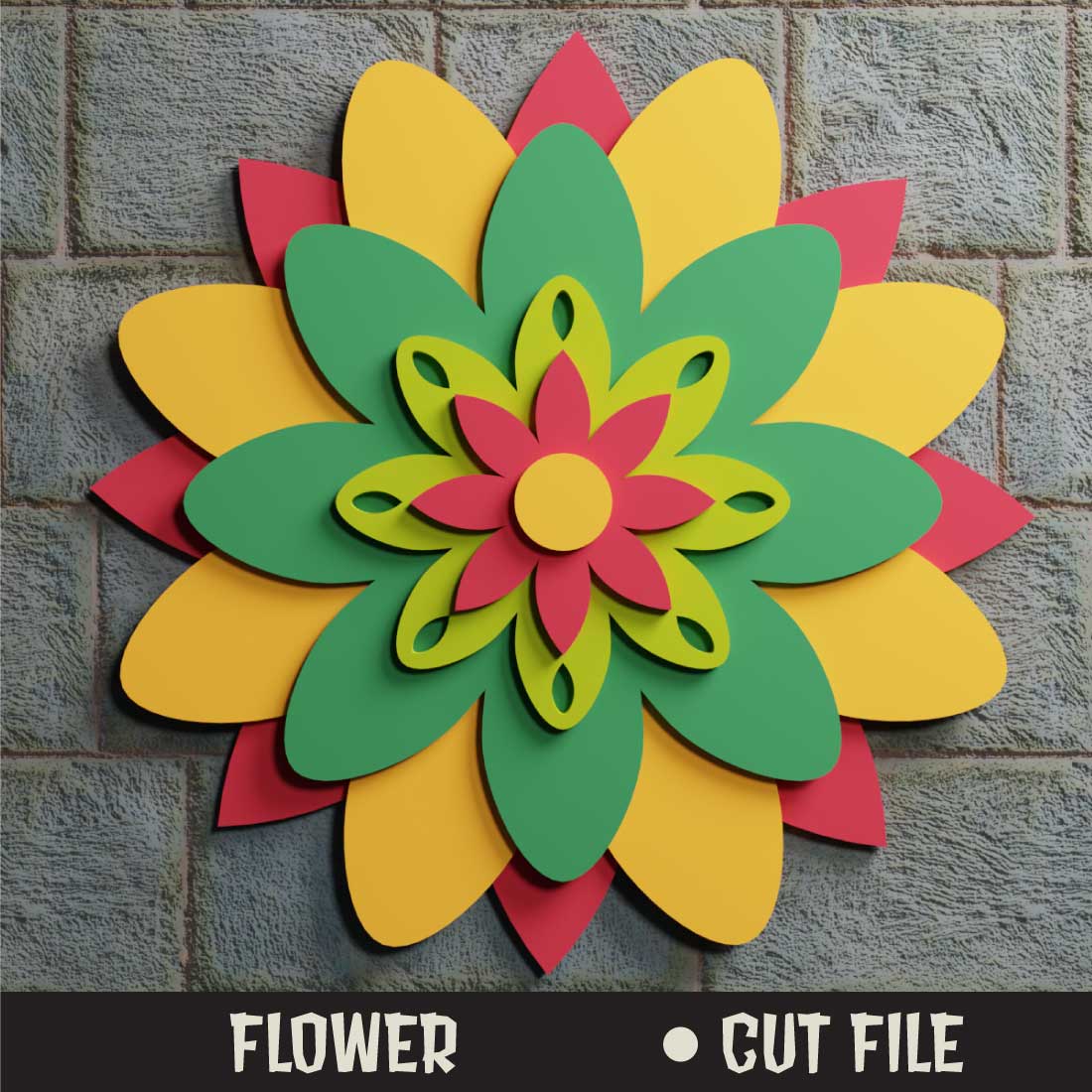 Flower 3D SVG Multilayered cover image.