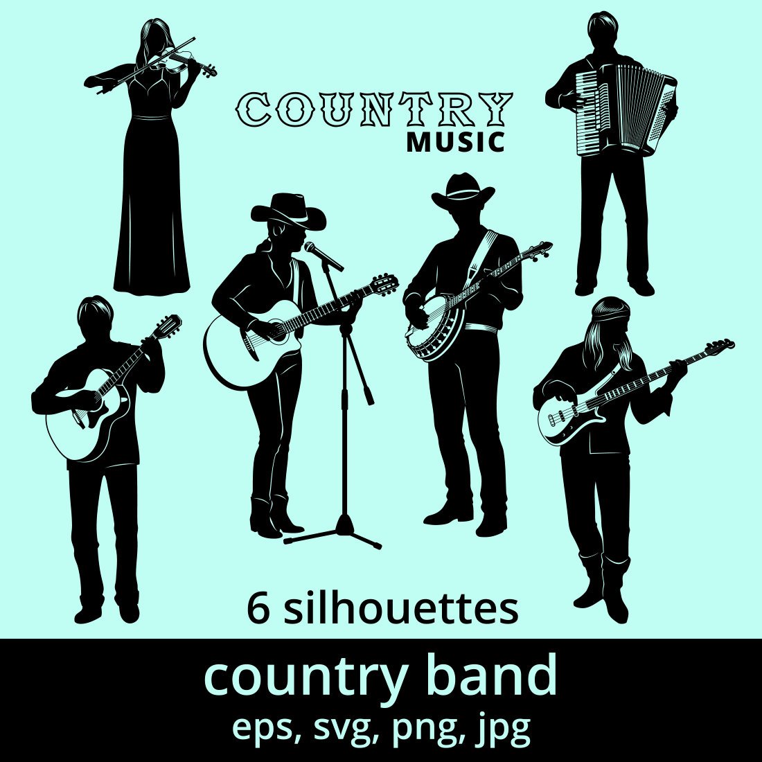 country guitar player silhouette