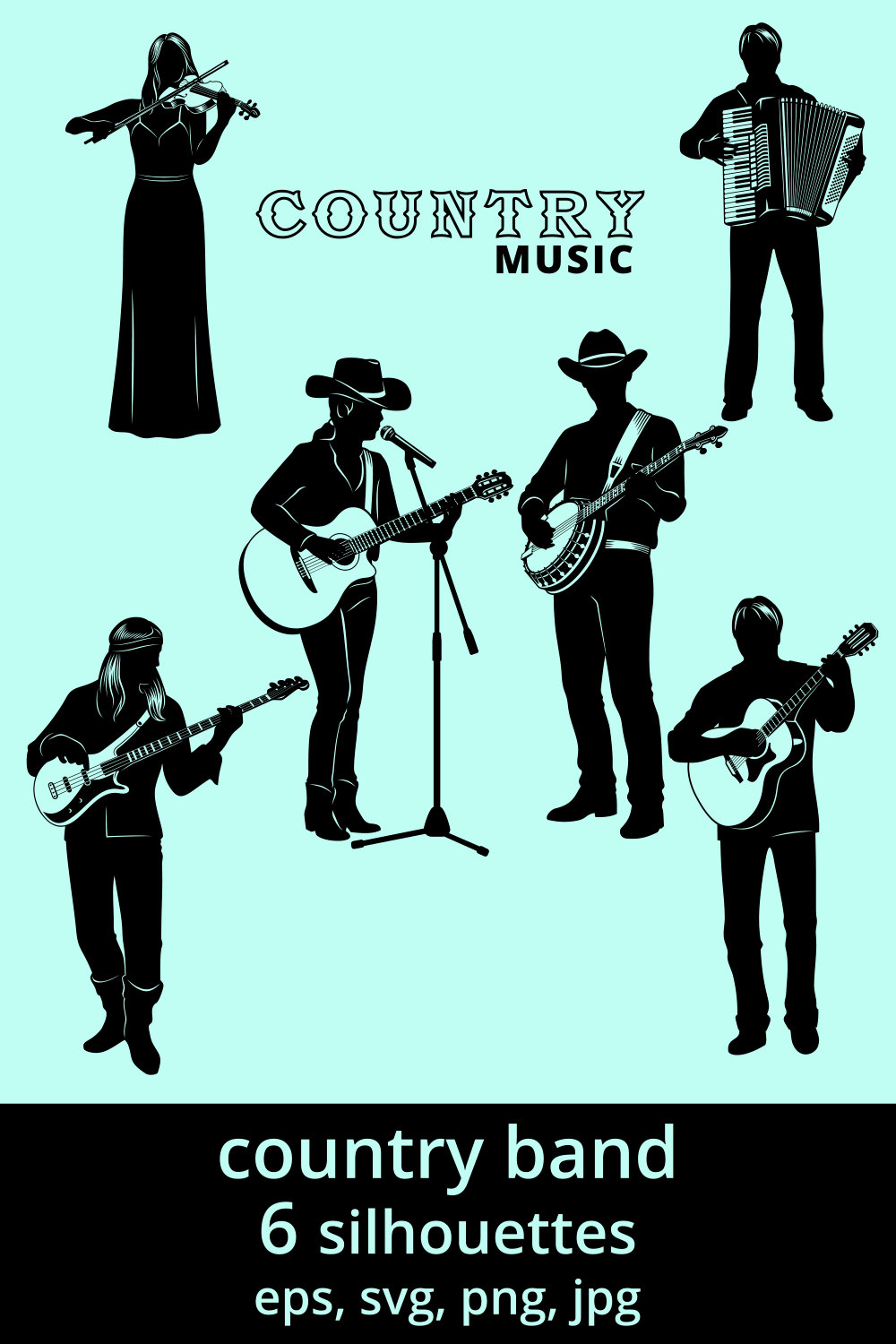 Country Band Silhouettes SVG pinterest preview image.