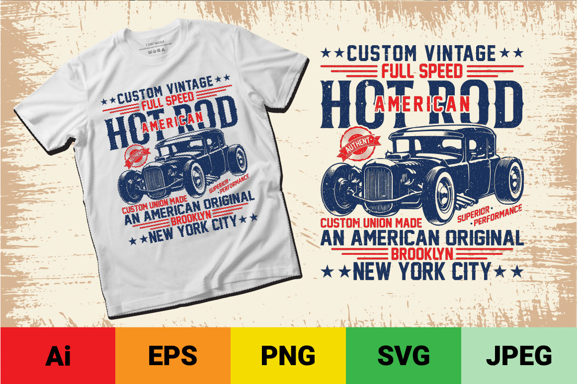 custom vintage full speed american hot rod t shirt 4 135