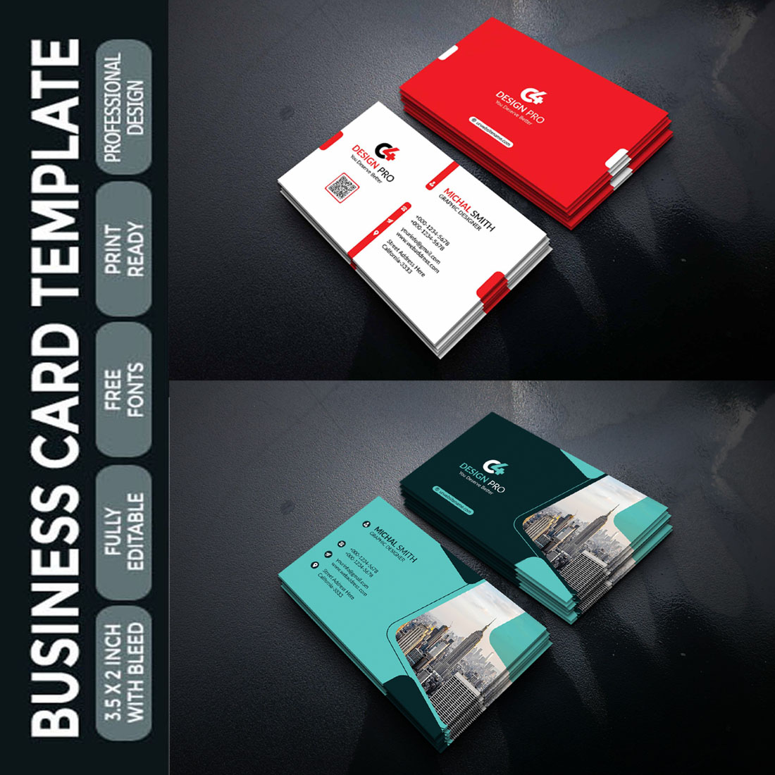 2 Business Card Modern Design cover image.
