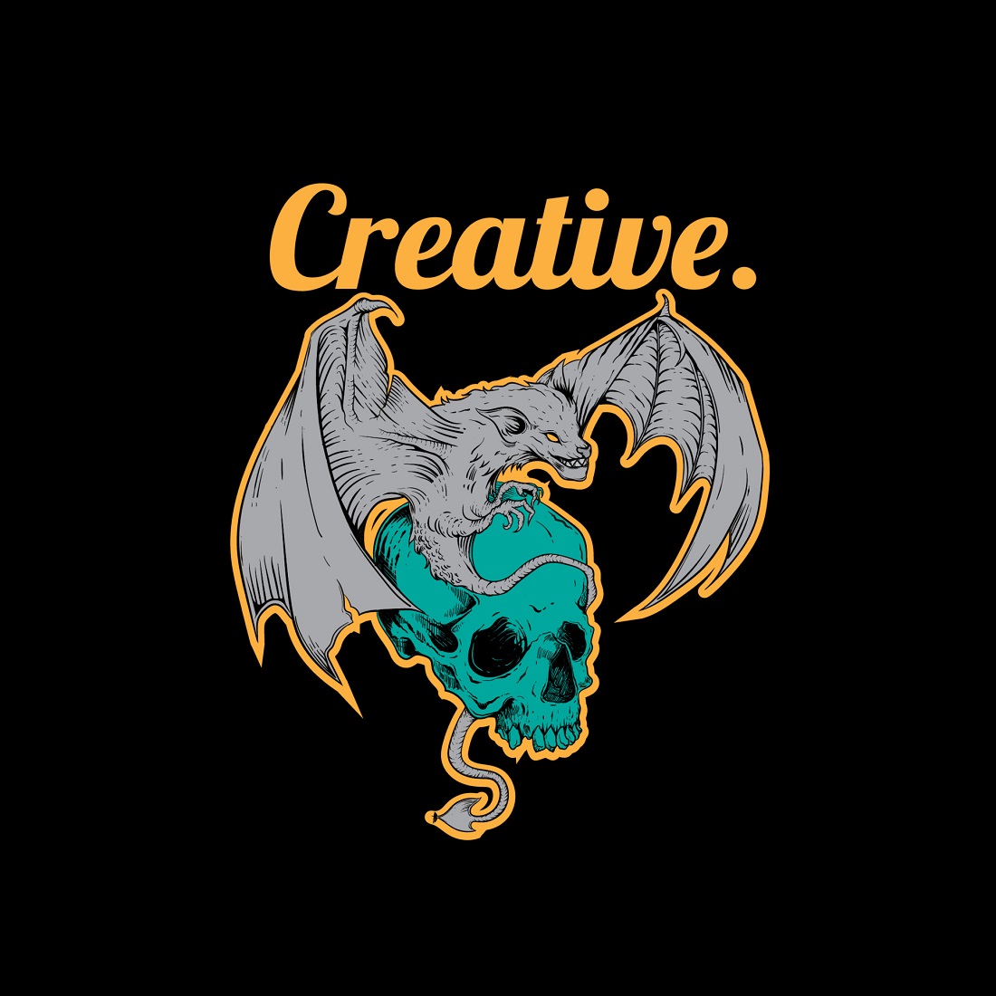 Design logo skull and bat vector cover image.